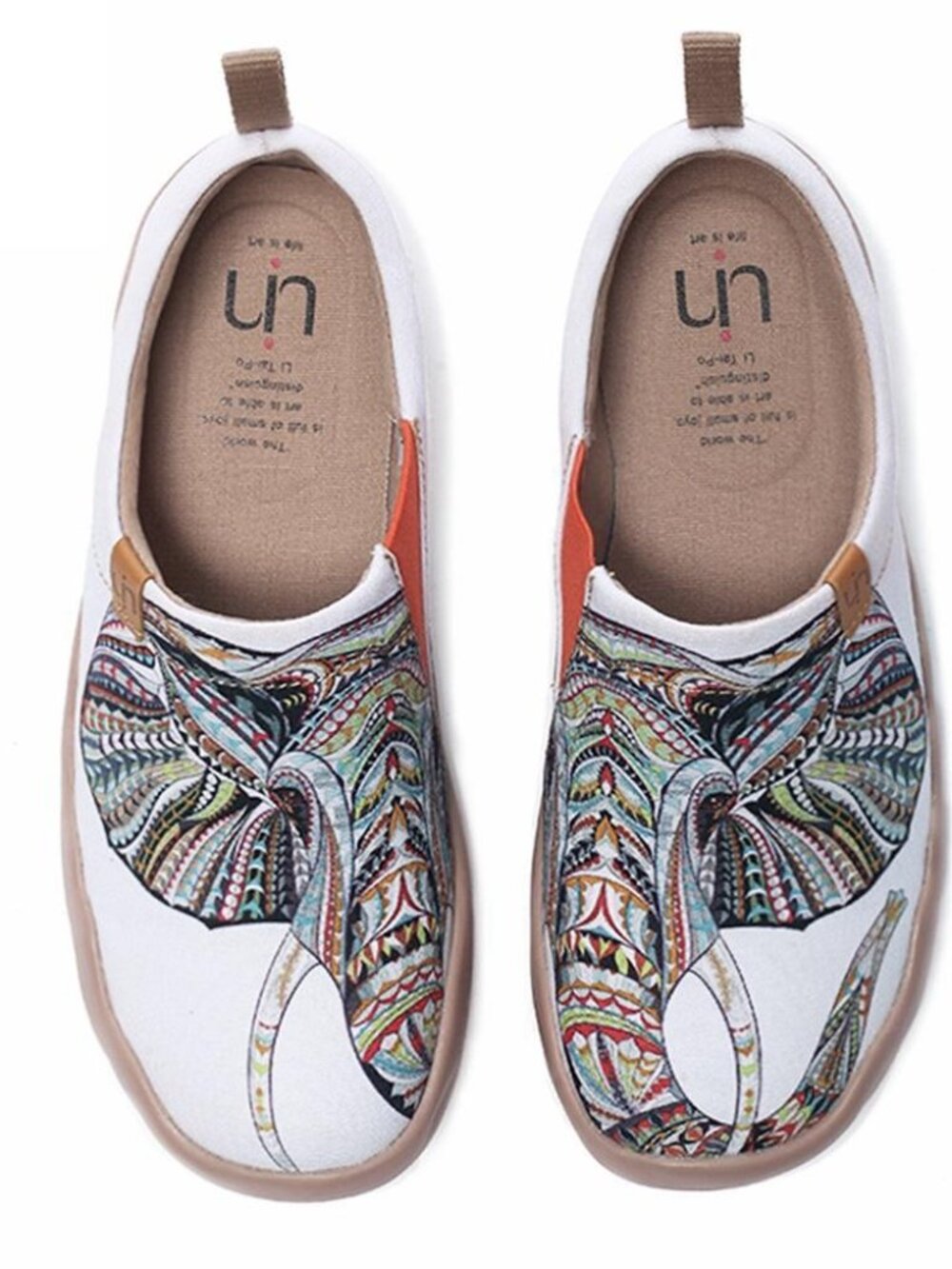 UIN Ganesha Canvas Slip-On Art Travel Shoes White Elephant Loafers Men’s Size 11